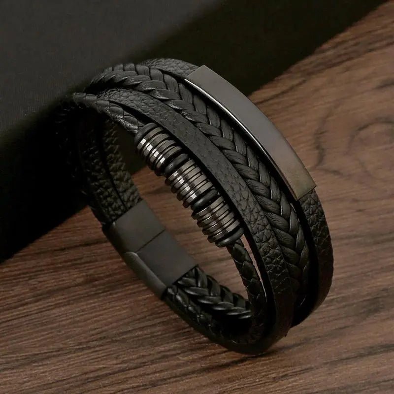Bracelet Homme Cuir Luxe Classique Combinaison De Plusieurs Couches - Bijoux De Lune