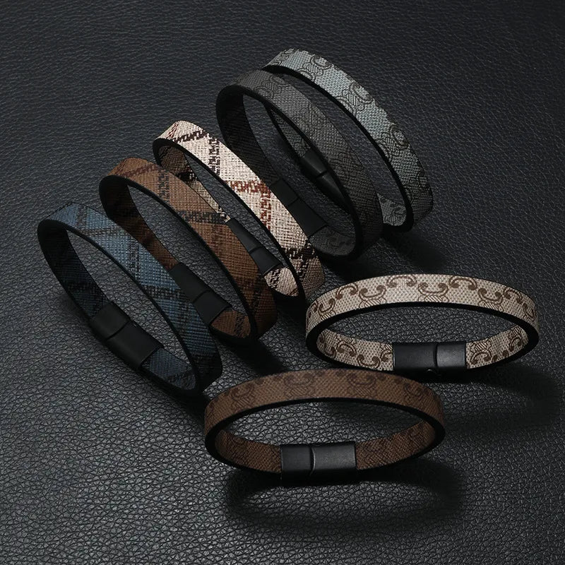 Bracelet Homme Cuir Luxe Classique Vintage Style - Bijoux De Lune