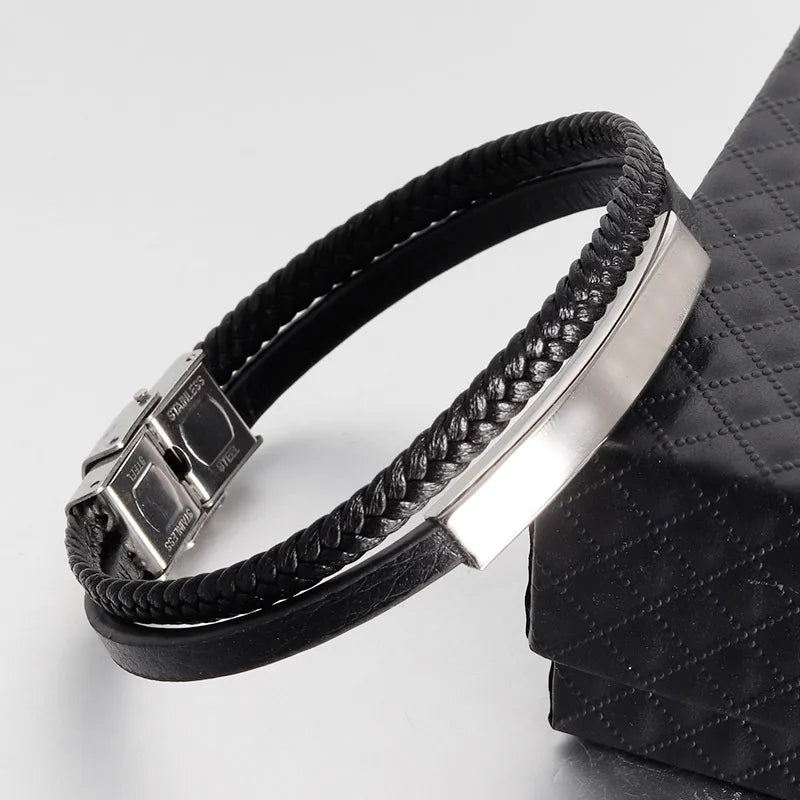 Bracelet Homme Cuir Luxe Double Couches - Bijoux De Lune
