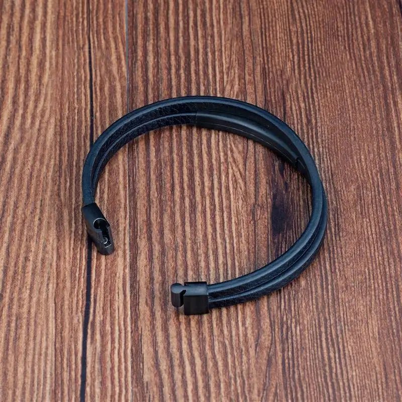 Bracelet Homme Cuir Luxe Double Couches - Bijoux De Lune