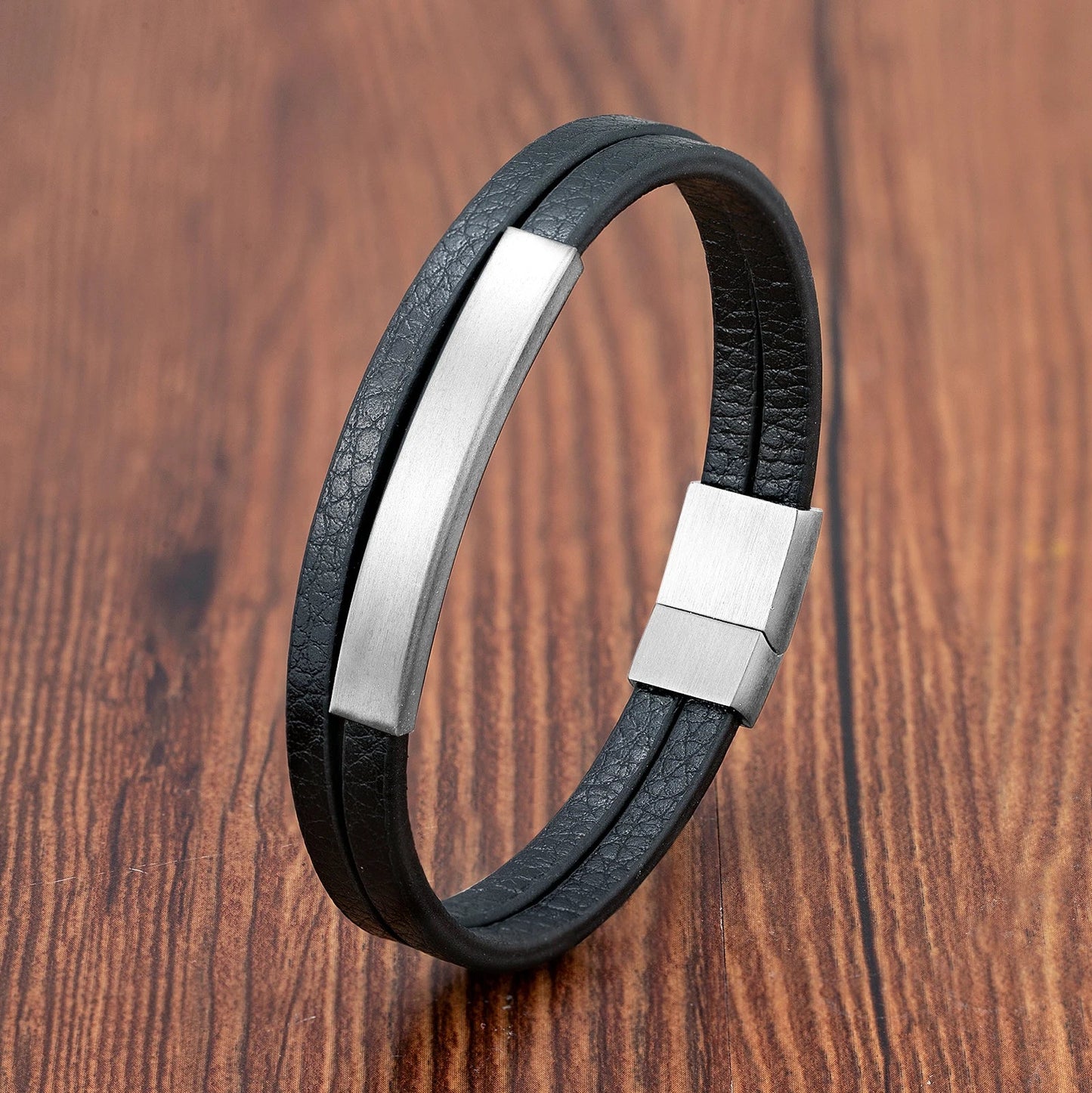 Bracelet Homme Cuir Luxe Double Couches - Bijoux De Lune