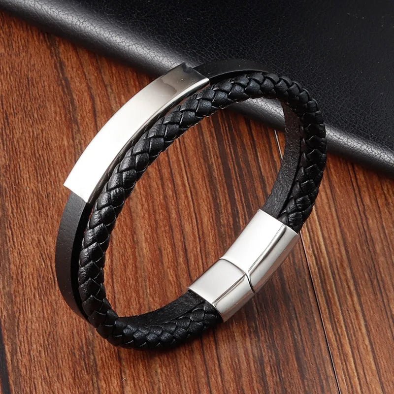 Bracelet Homme Cuir Luxe Double Couches - Bijoux De Lune