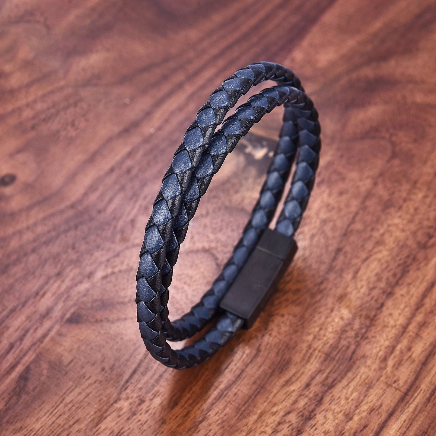 Bracelet Homme Cuir Luxe Double Couches - Bijoux De Lune