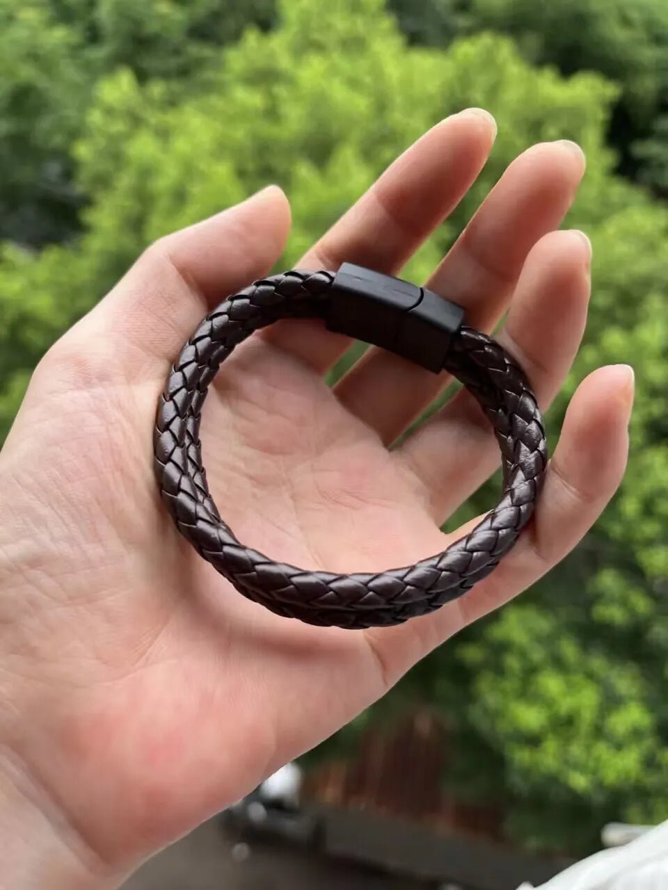Bracelet Homme Cuir Luxe Double Couches Tressées - Bijoux De Lune