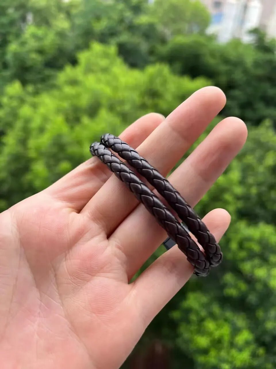 Bracelet Homme Cuir Luxe Double Couches Tressées - Bijoux De Lune