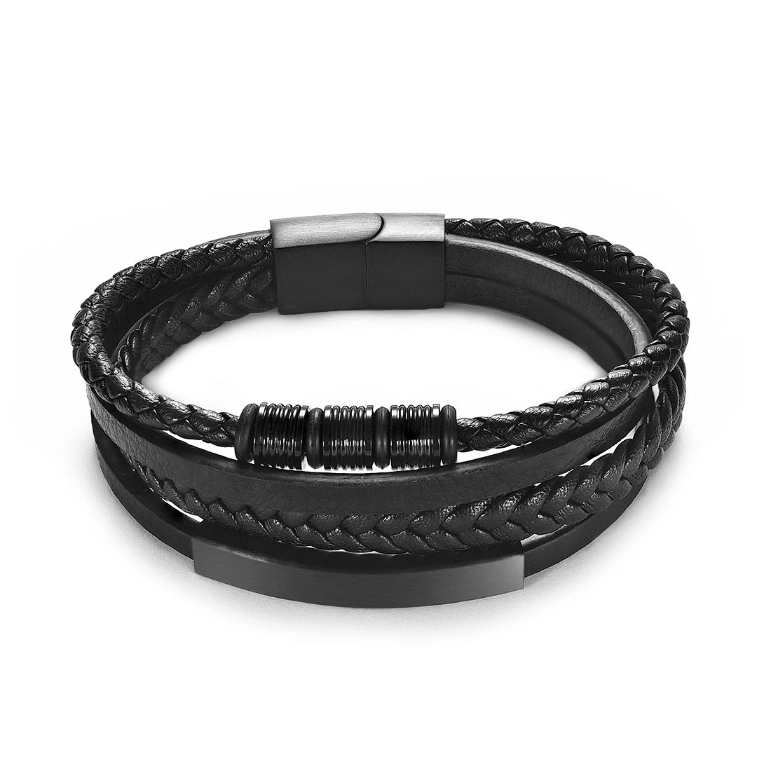 Bracelet Homme Cuir Luxe Multicouche Avec Perles - Bijoux De Lune