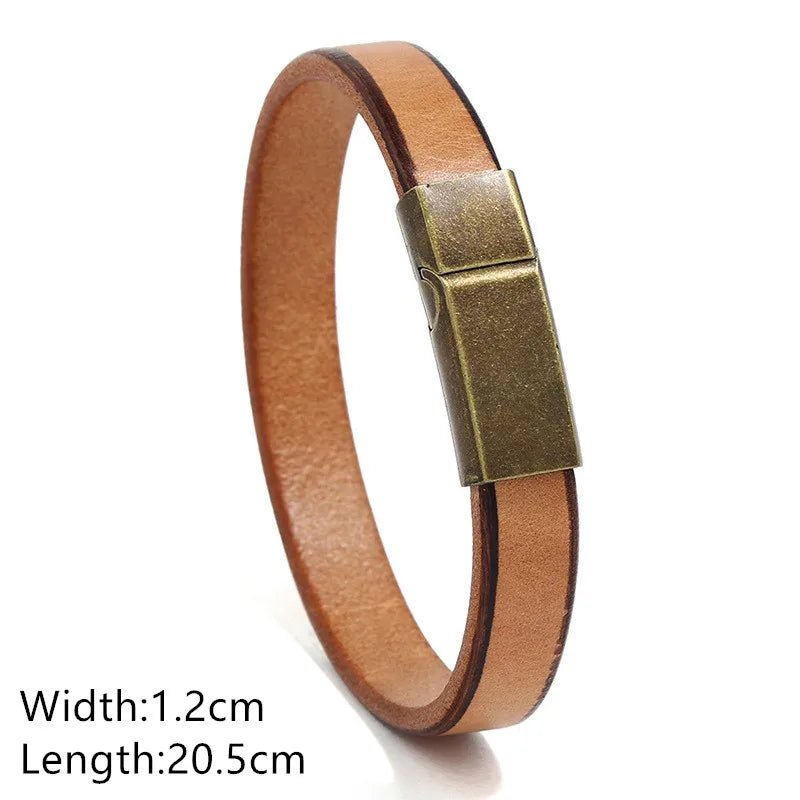 Bracelet Homme Cuir Luxe Rétro Classique - Bijoux De Lune