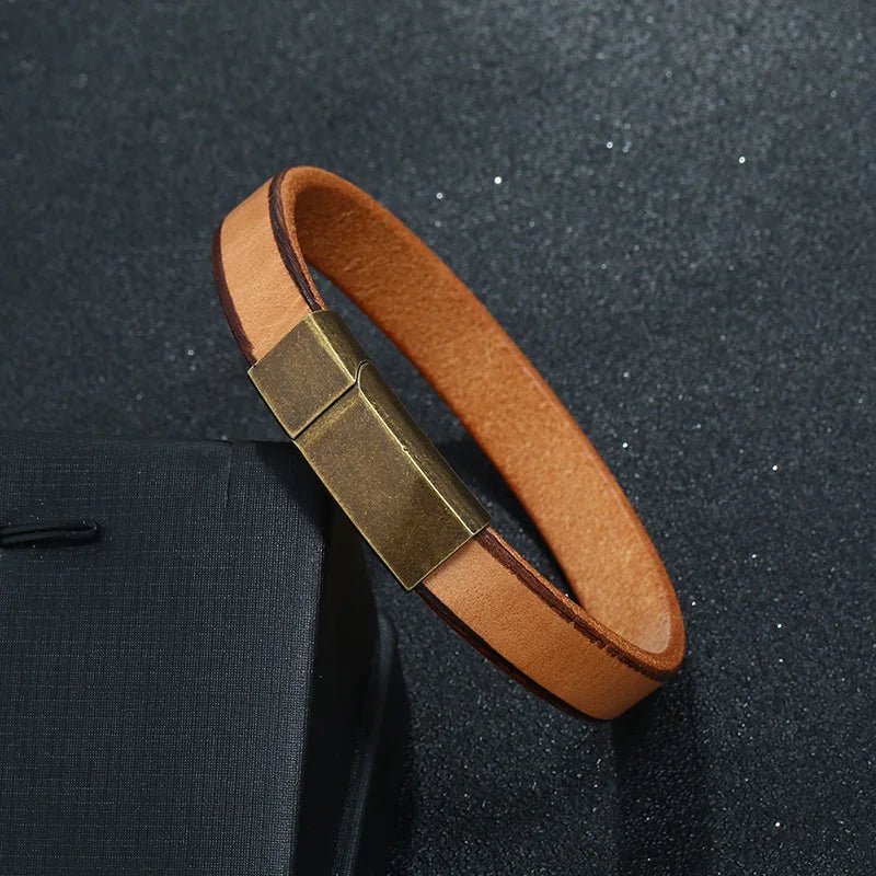Bracelet Homme Cuir Luxe Rétro Classique - Bijoux De Lune