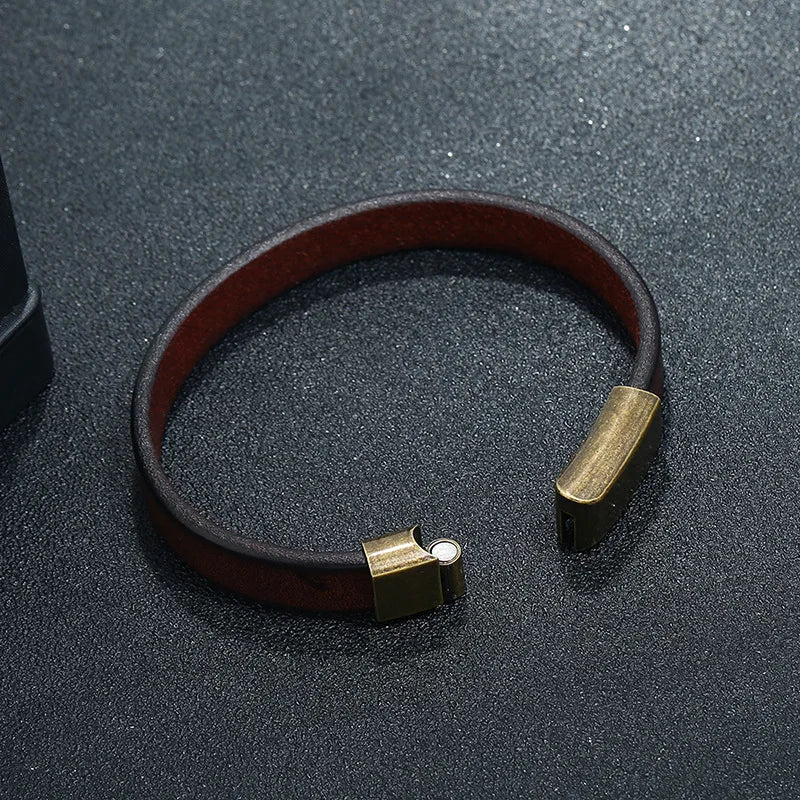 Bracelet Homme Cuir Luxe Rétro Classique - Bijoux De Lune