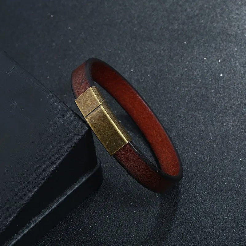 Bracelet Homme Cuir Luxe Rétro Classique - Bijoux De Lune