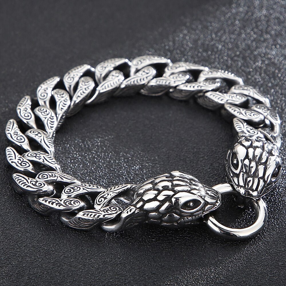 Bracelet Homme Luxe Cool à Tête De Serpent - Bijoux De Lune