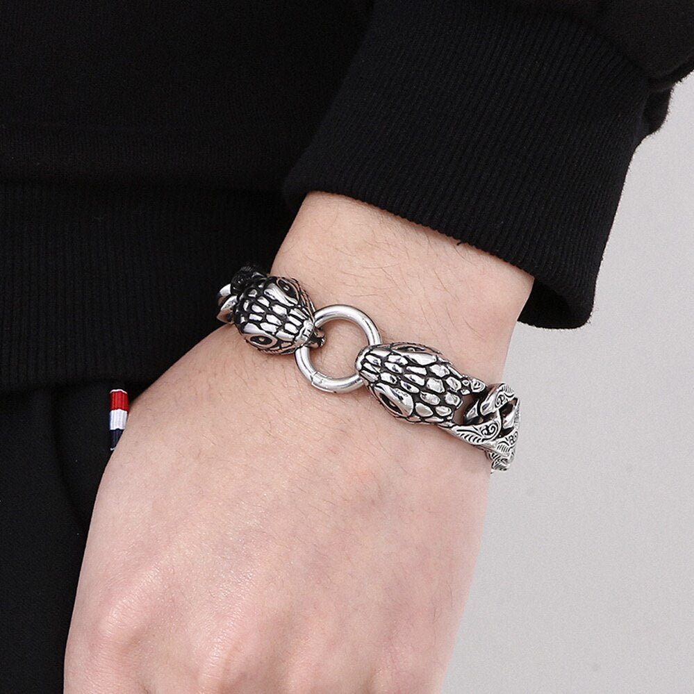 Bracelet Homme Luxe Cool à Tête De Serpent - Bijoux De Lune