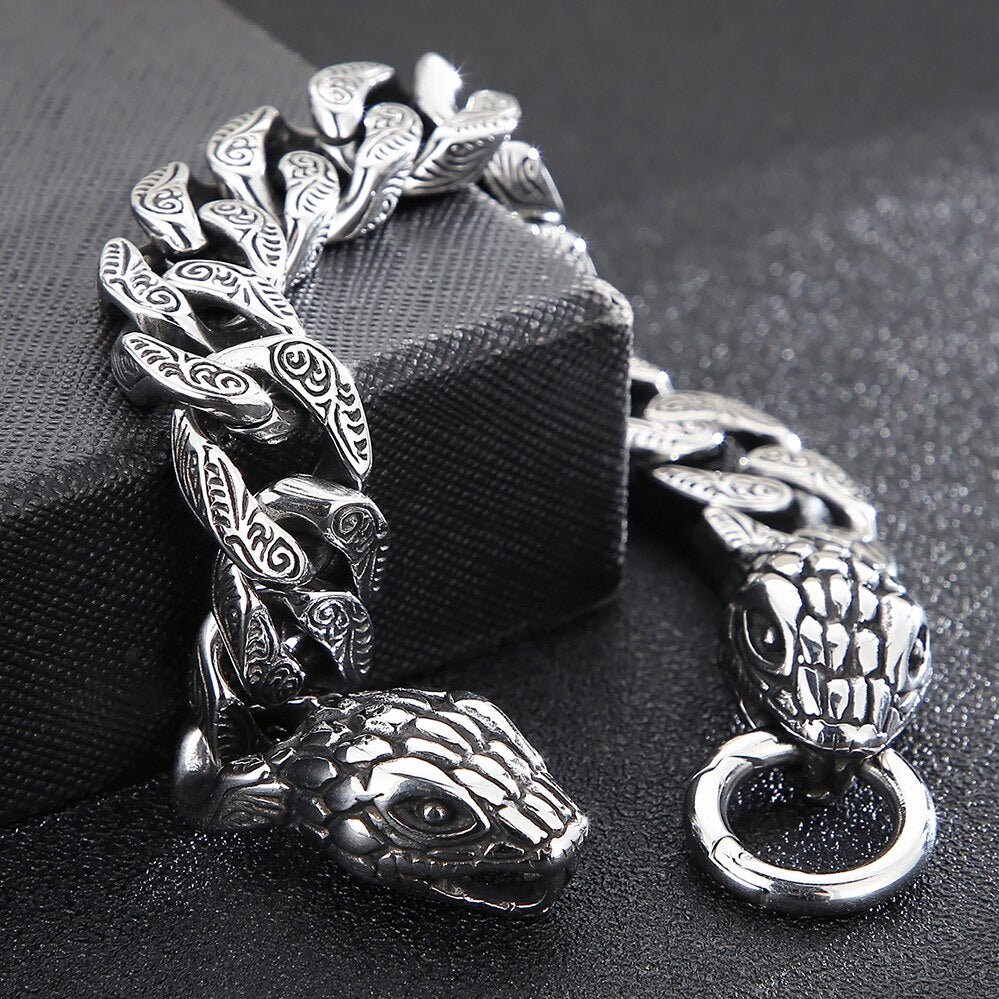 Bracelet Homme Luxe Cool à Tête De Serpent - Bijoux De Lune
