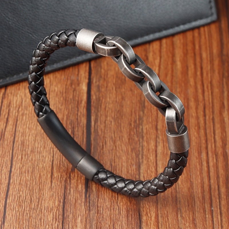 Bracelet Homme Luxe Cuir De En Forme D'infini - Bijoux De Lune