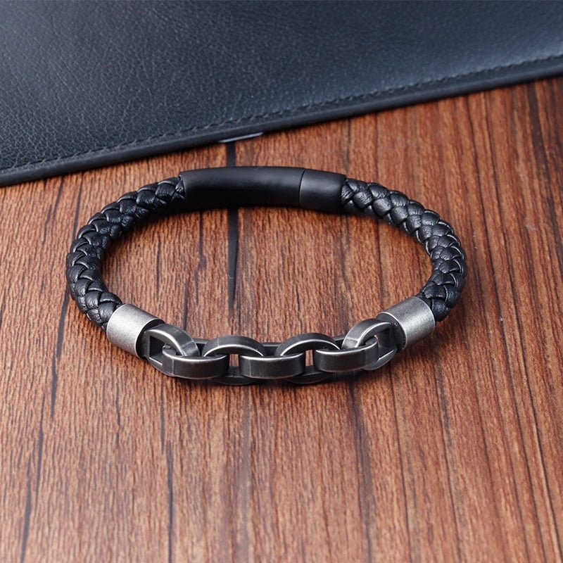 Bracelet Homme Luxe Cuir De En Forme D'infini - Bijoux De Lune