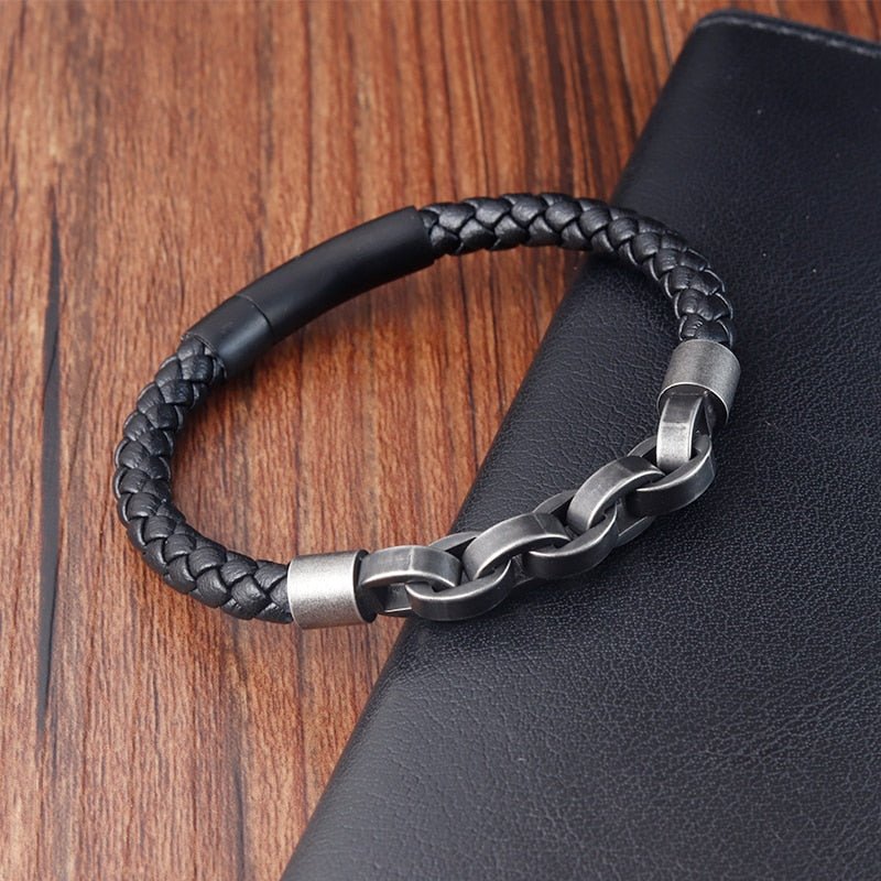 Bracelet Homme Luxe Cuir De En Forme D'infini - Bijoux De Lune