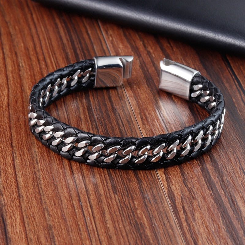 Bracelet Homme Luxe Cuir De En Forme D'infini - Bijoux De Lune