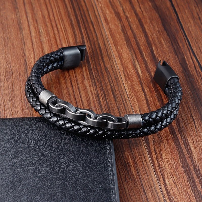 Bracelet Homme Luxe Cuir De En Forme D'infini - Bijoux De Lune