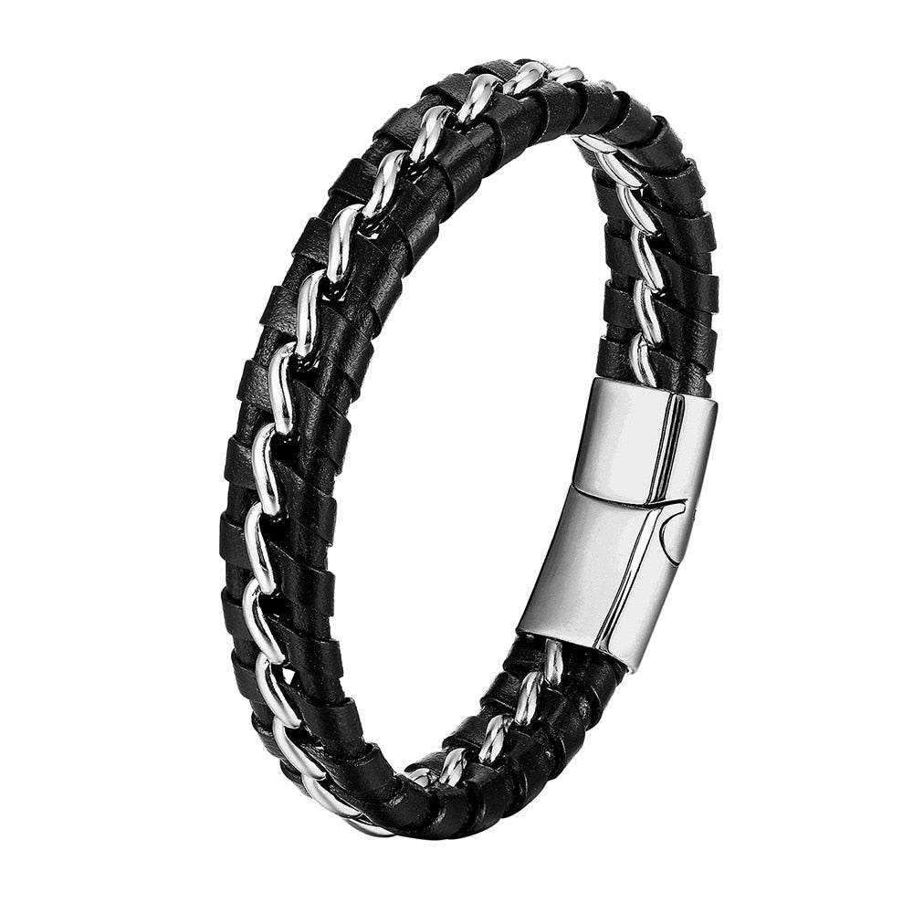 Bracelet Homme Luxe Cuir De En Forme D'infini - Bijoux De Lune