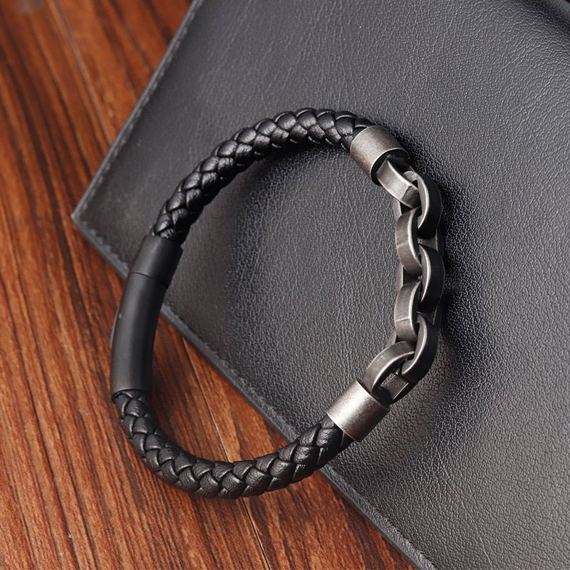Bracelet Homme Luxe Cuir De En Forme D'infini - Bijoux De Lune