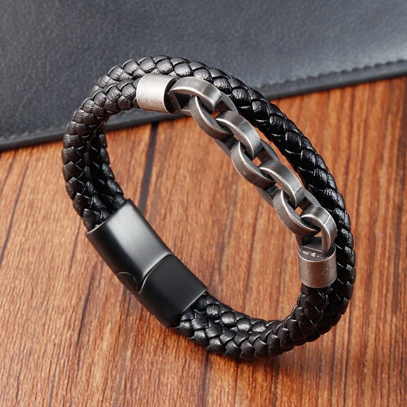 Bracelet Homme Luxe Cuir De En Forme D'infini - Bijoux De Lune