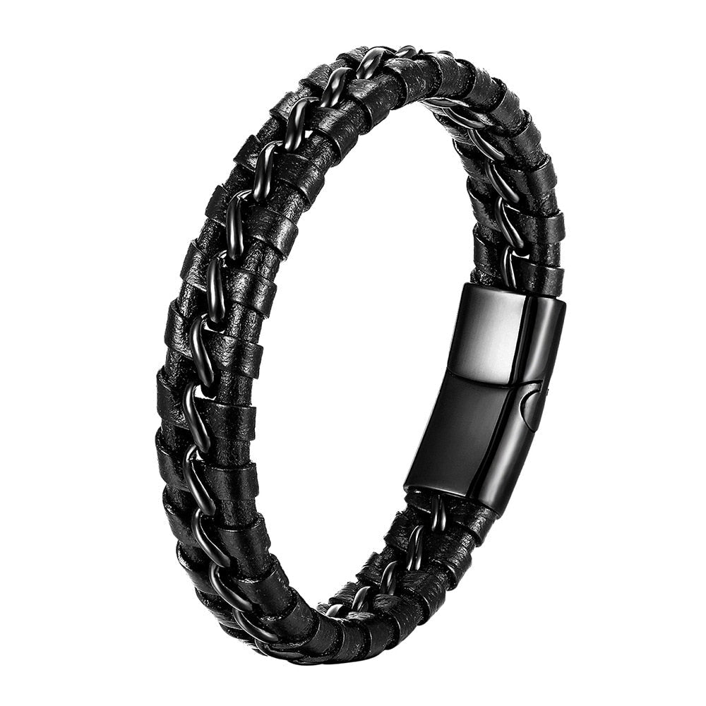 Bracelet Homme Luxe Cuir De En Forme D'infini - Bijoux De Lune