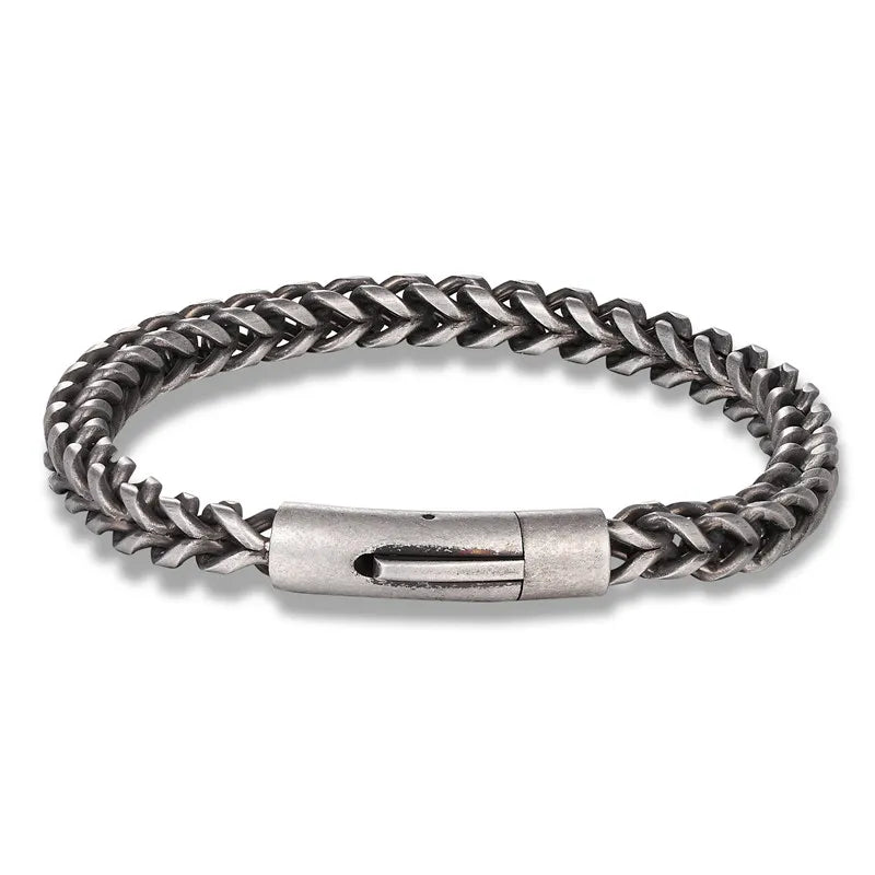 Bracelet Homme Luxe En Chaîne En Acier Plaqué Or 18 K Fermoir Magnétique - Bijoux De Lune