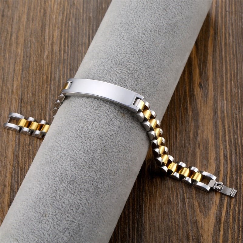 Bracelet Homme Personnalisé Chaîne à Maillons De Gravé Avec Nom - Bijoux De Lune