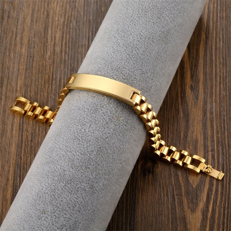Bracelet Homme Personnalisé Chaîne à Maillons De Gravé Avec Nom - Bijoux De Lune