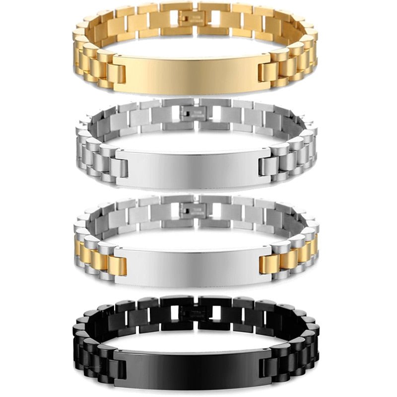 Bracelet Homme Personnalisé Chaîne à Maillons De Gravé Avec Nom - Bijoux De Lune