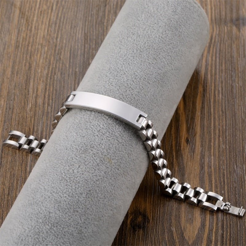 Bracelet Homme Personnalisé Chaîne à Maillons De Gravé Avec Nom - Bijoux De Lune
