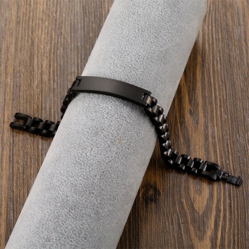 Bracelet Homme Personnalisé Chaîne à Maillons De Gravé Avec Nom - Bijoux De Lune