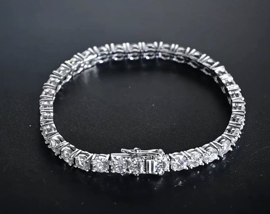 Bracelet Luxe Femme Moissanite et Argent Plaqué Or Blanc - Bijoux De Lune
