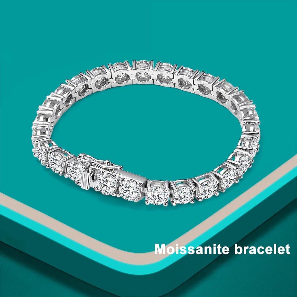 Bracelet Luxe Femme Moissanite et Argent Plaqué Or Blanc - Bijoux De Lune