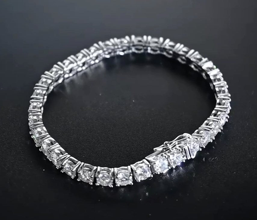 Bracelet Luxe Femme Moissanite et Argent Plaqué Or Blanc - Bijoux De Lune