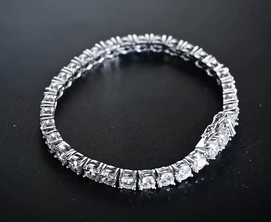 Bracelet Luxe Femme Moissanite et Argent Plaqué Or Blanc - Bijoux De Lune