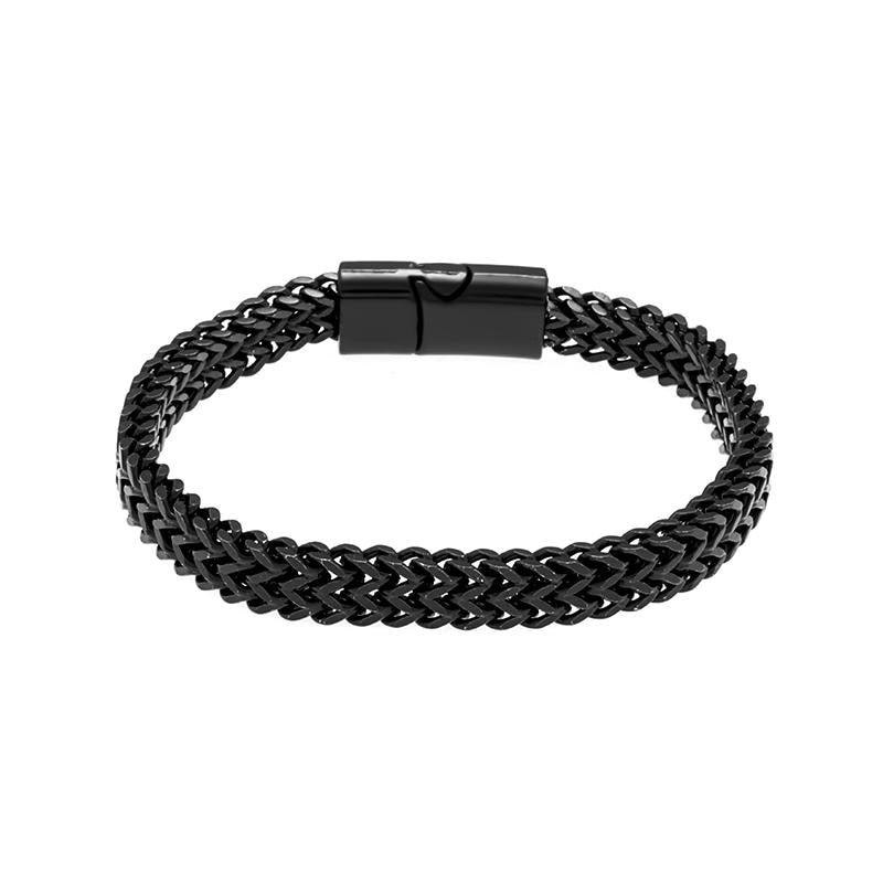 Bracelet Luxe Homme Tressé En Acier Inoxydable, Couleur Argent, Fermeture Magnétique - Bijoux De Lune