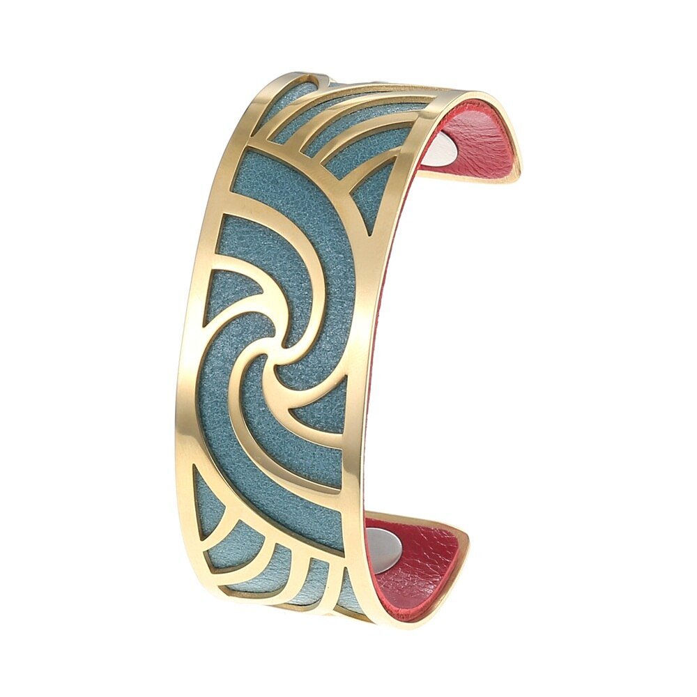Bracelet Manchette Femme Motif Abstrait Multicolore Personnalisable - Bijoux De Lune