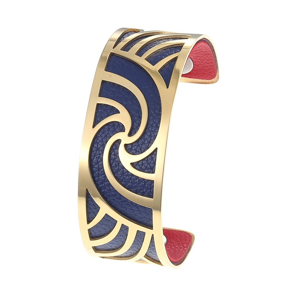 Bracelet Manchette Femme Motif Abstrait Multicolore Personnalisable - Bijoux De Lune