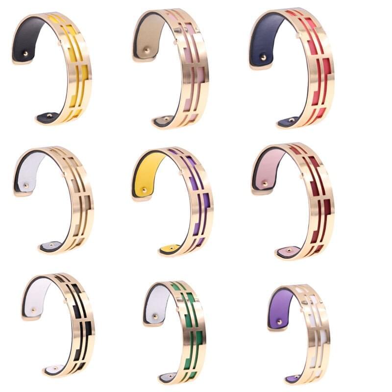 Bracelet Manchettes Femme à Motif Géométrique Multicolore Personnalisable 15mm - Bijoux De Lune