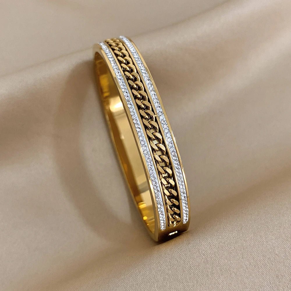 Bracelet Manchettes Femme Acier de Luxe Or Argent - Bijoux De Lune