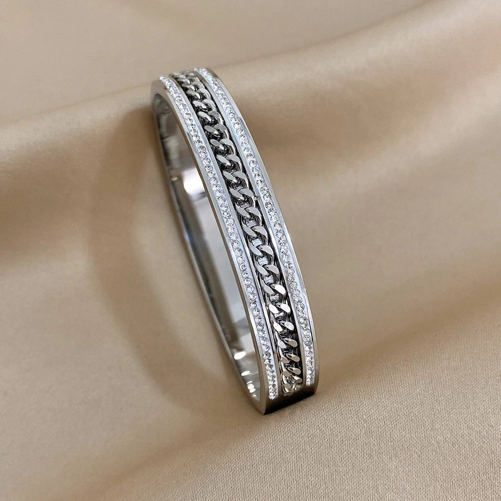 Bracelet Manchettes Femme Acier de Luxe Or Argent - Bijoux De Lune