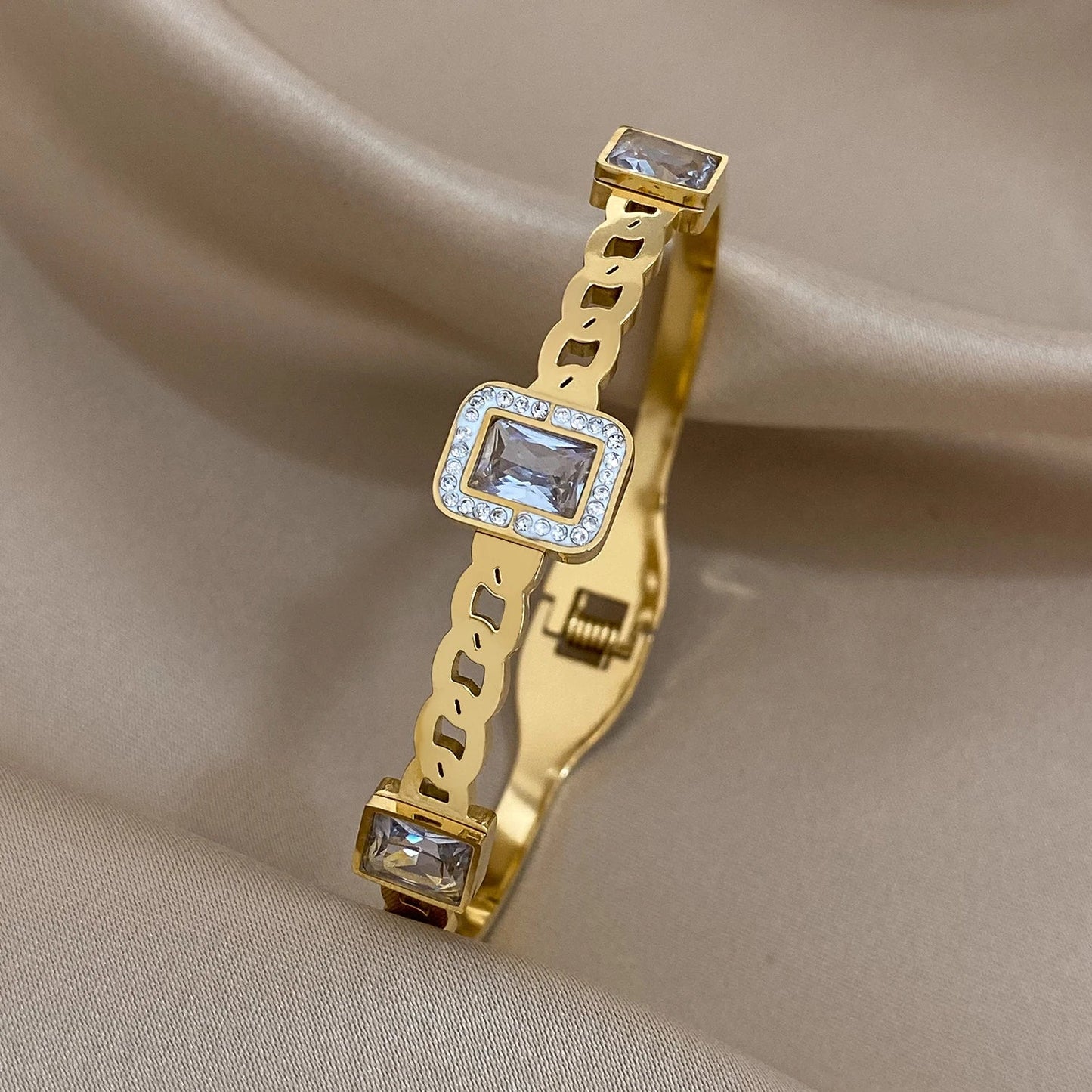 Bracelet Manchettes Femme Acier de Luxe Or Argent - Bijoux De Lune