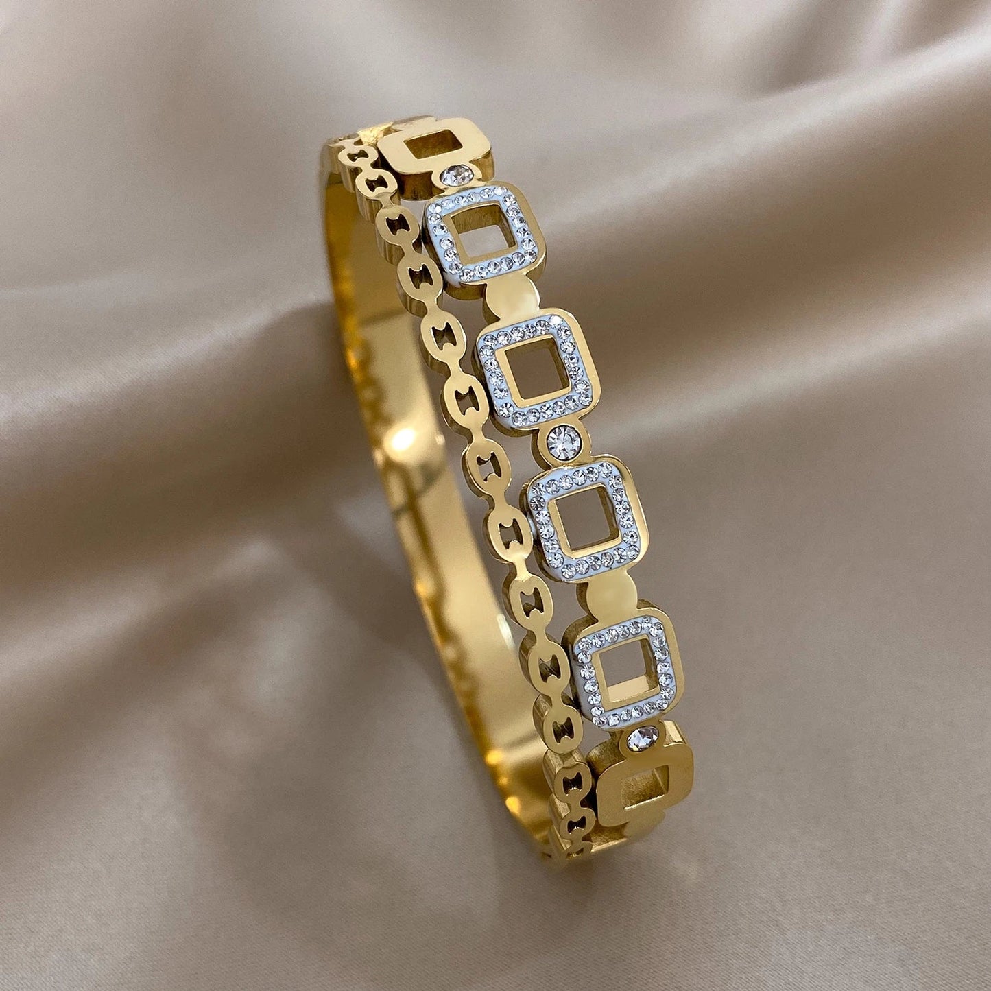 Bracelet Manchettes Femme Acier de Luxe Or Argent - Bijoux De Lune
