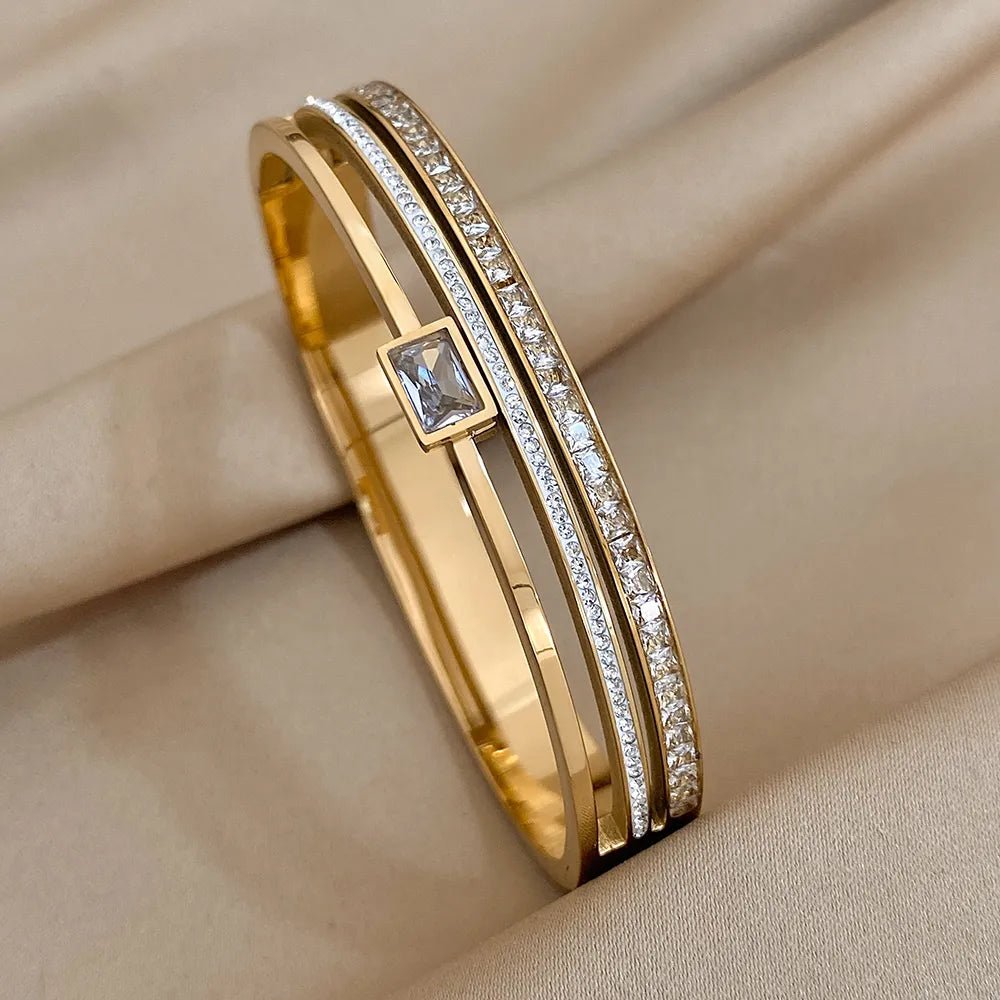 Bracelet Manchettes Femme Acier de Luxe Or Argent - Bijoux De Lune