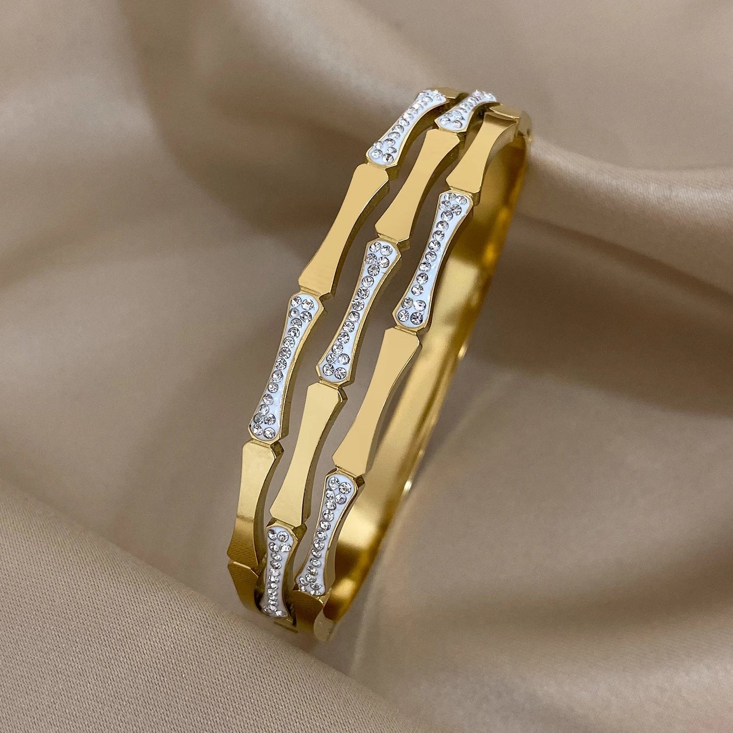 Bracelet Manchettes Femme Acier de Luxe Or Argent - Bijoux De Lune