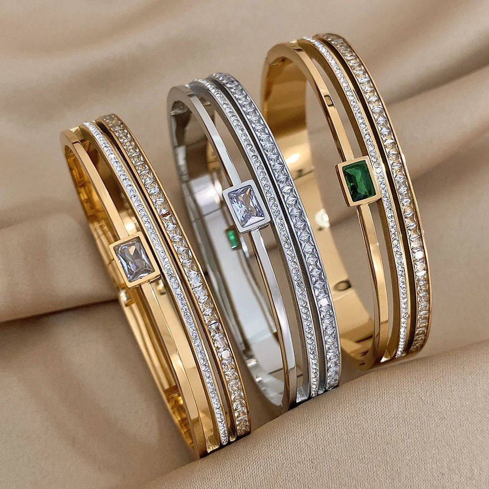 Bracelet Manchettes Femme Acier de Luxe Or Argent - Bijoux De Lune