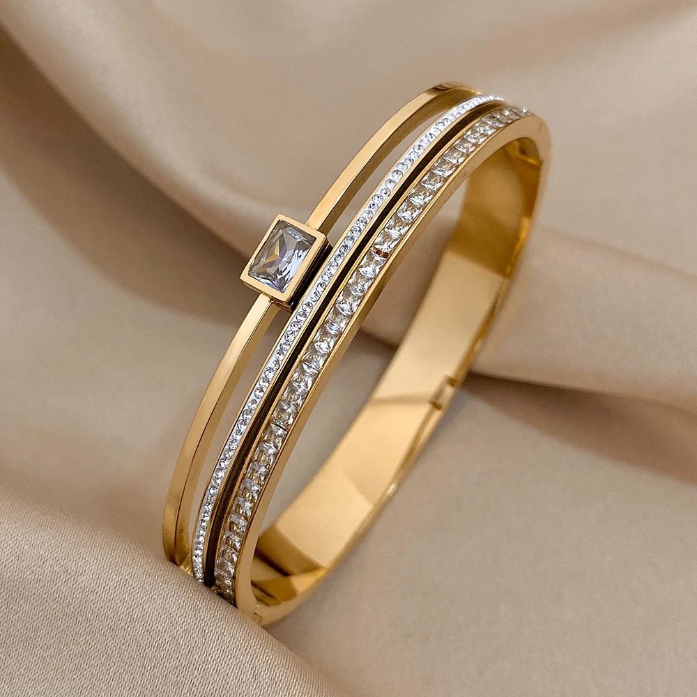 Bracelet Manchettes Femme Acier de Luxe Or Argent - Bijoux De Lune