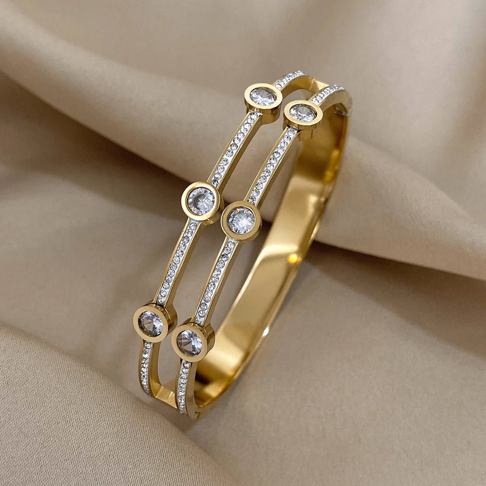 Bracelet Manchettes Femme Acier de Luxe Or Argent - Bijoux De Lune