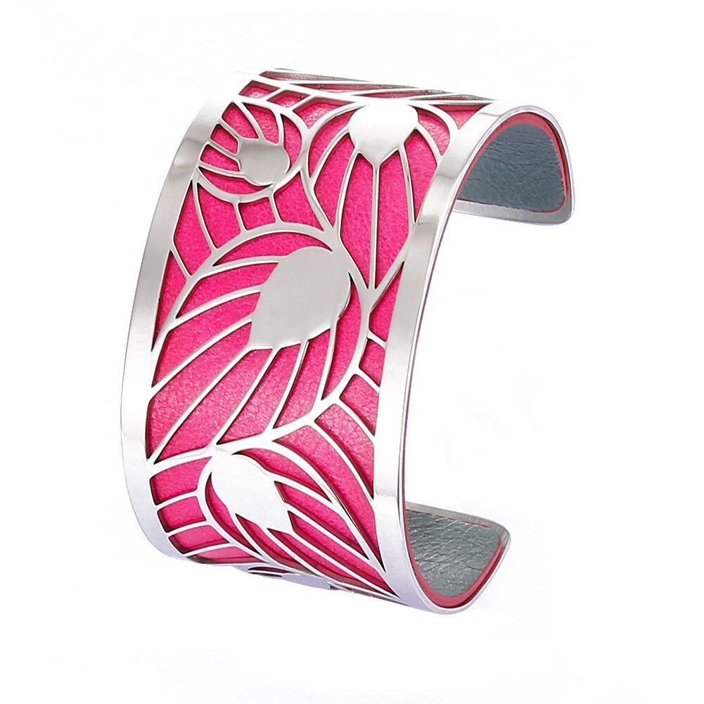 Bracelet Manchettes Femme En Acier à Motifs De Feuilles - Bijoux De Lune